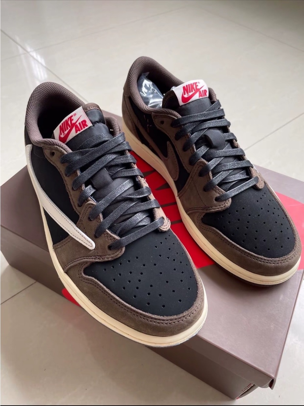 Travis Scott x Air Jordan 1 Low OG Mocha Reverse Swoosh Sneakers